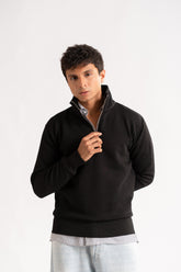 Regular - fit zip - neck sweatshirt