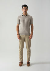 Ribbed knit polo shirt