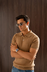 textured knit polo