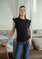 Frill sleeve t-shirt