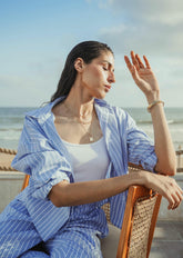 Relax Stripe Cropped Cotton Shirt