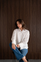 Open-collar cotton shirt