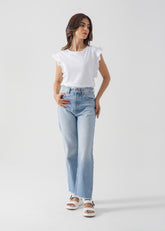 Frill sleeve t-shirt