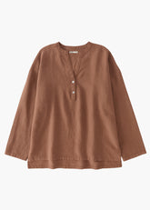 Linen Blend Mandarin Collar Shirt