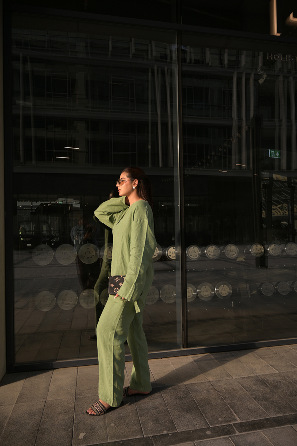 Linen Blend Mandarin Collar Shirt