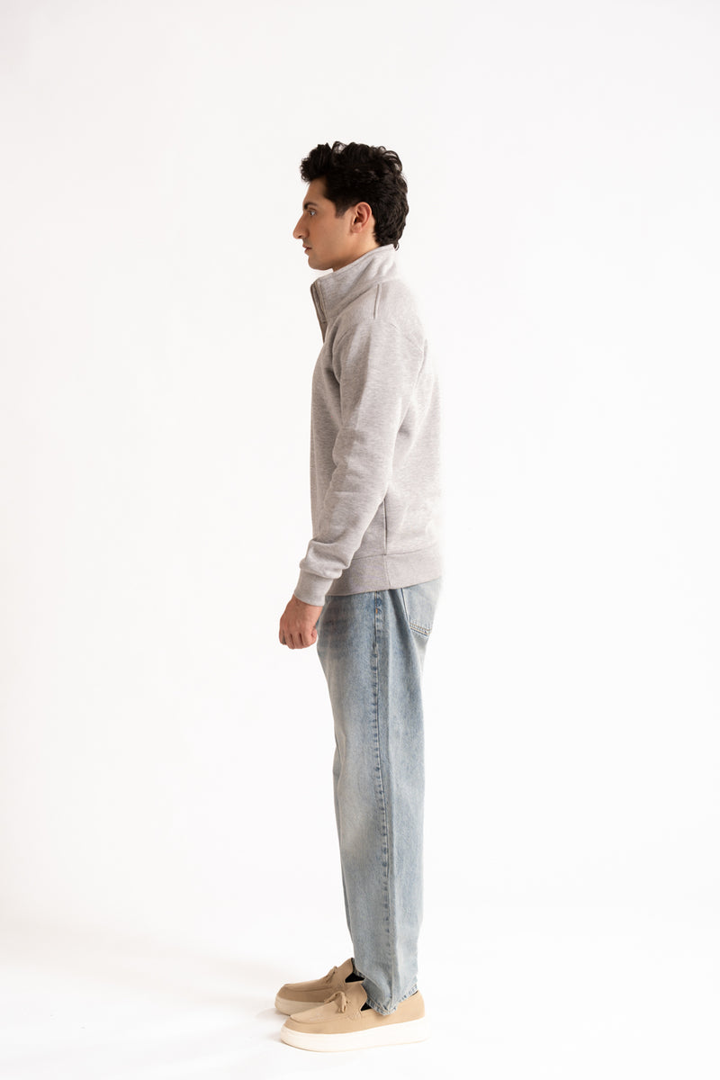 Regular - fit zip - neck sweatshirt