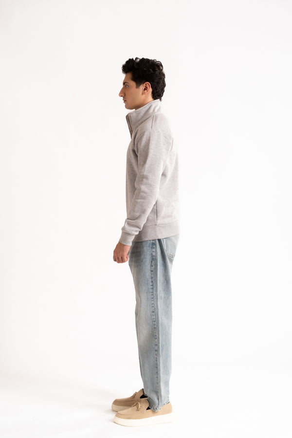 Regular - fit zip - neck sweatshirt