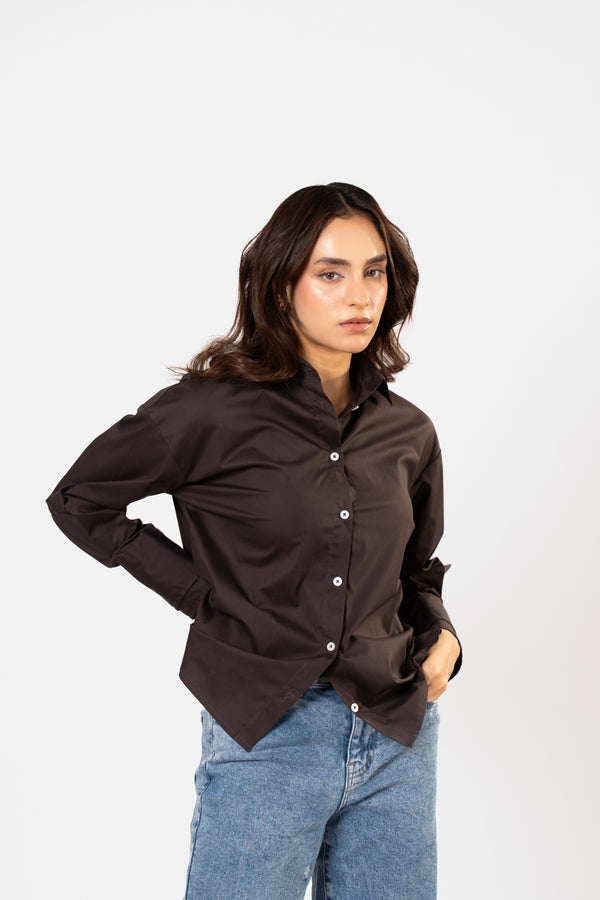 Open-collar cotton shirt