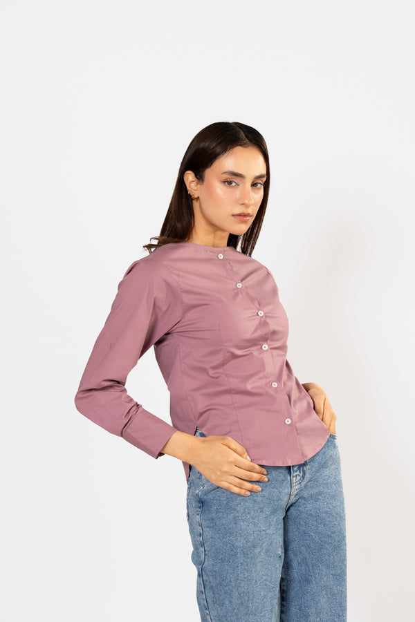 Boat-neck cotton blouse