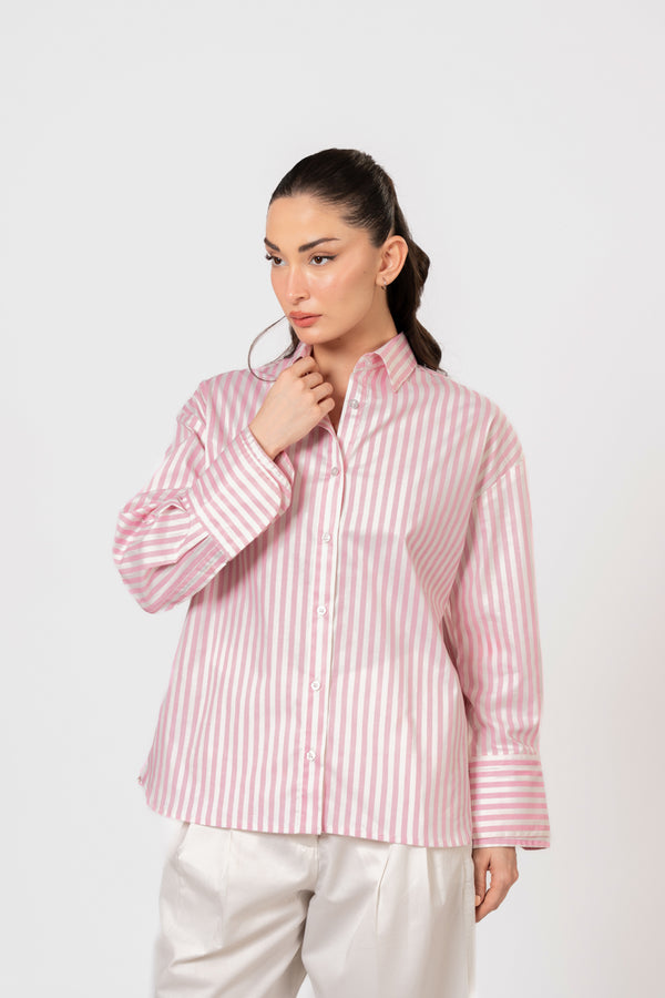 Open-collar cotton shirt