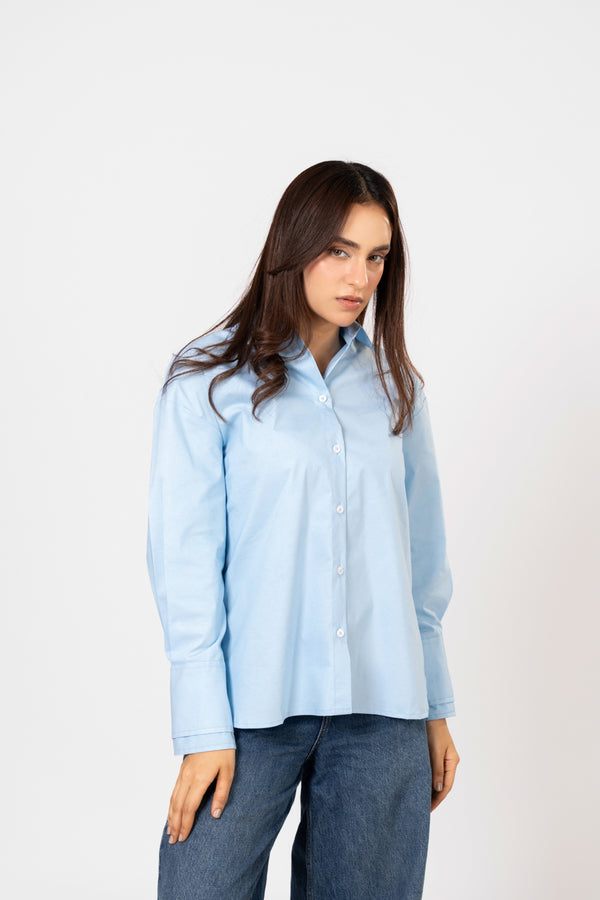 Open-collar cotton shirt