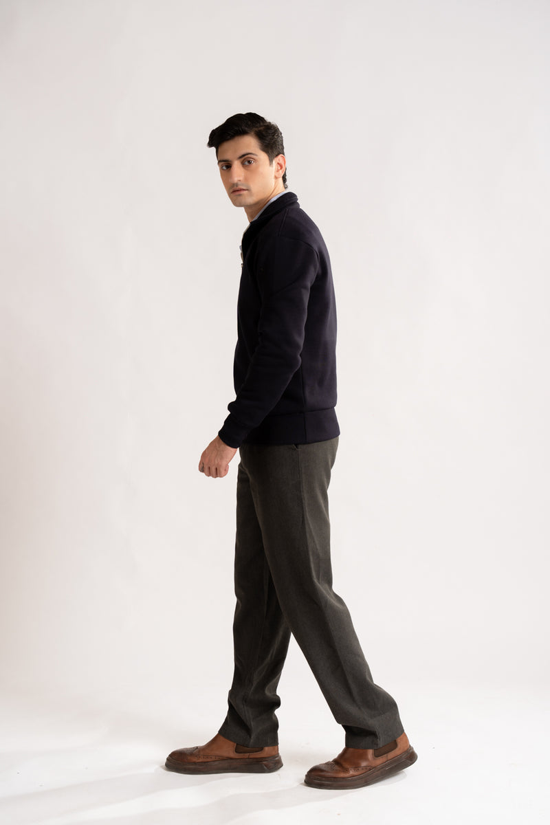 Regular - fit zip - neck sweatshirt