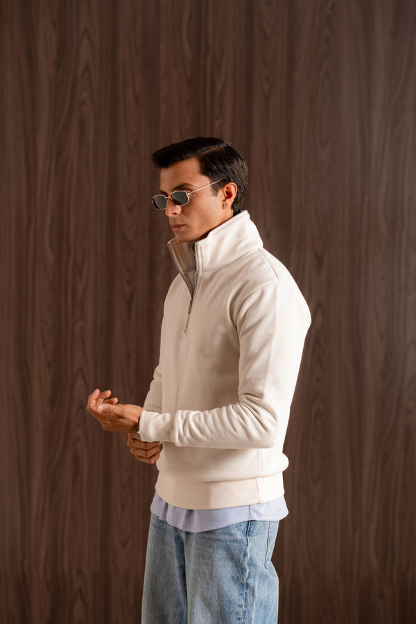 Regular - fit zip - neck sweatshirt