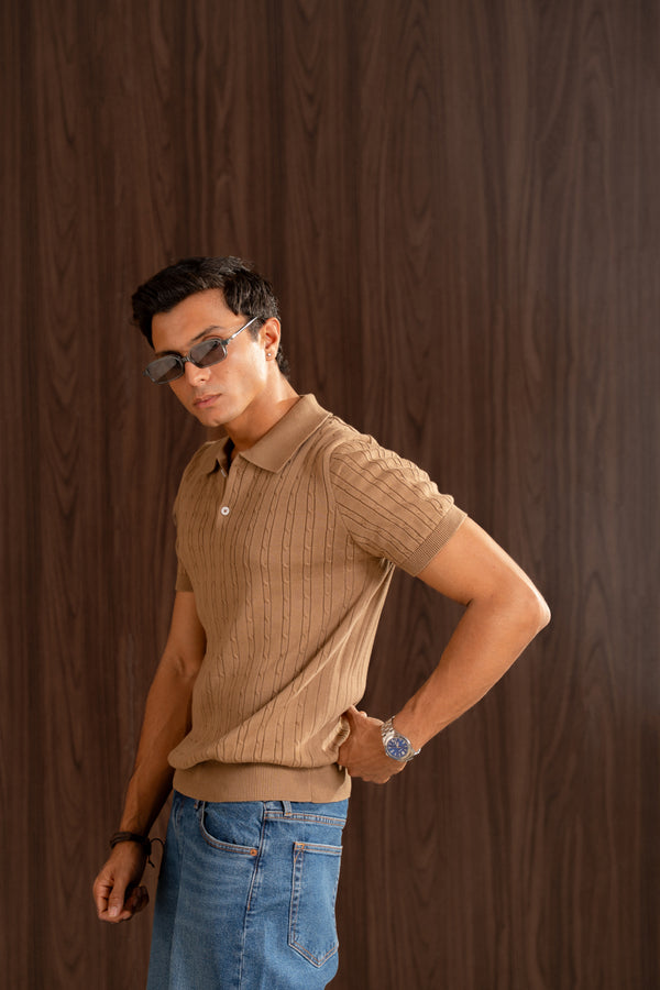 textured knit polo