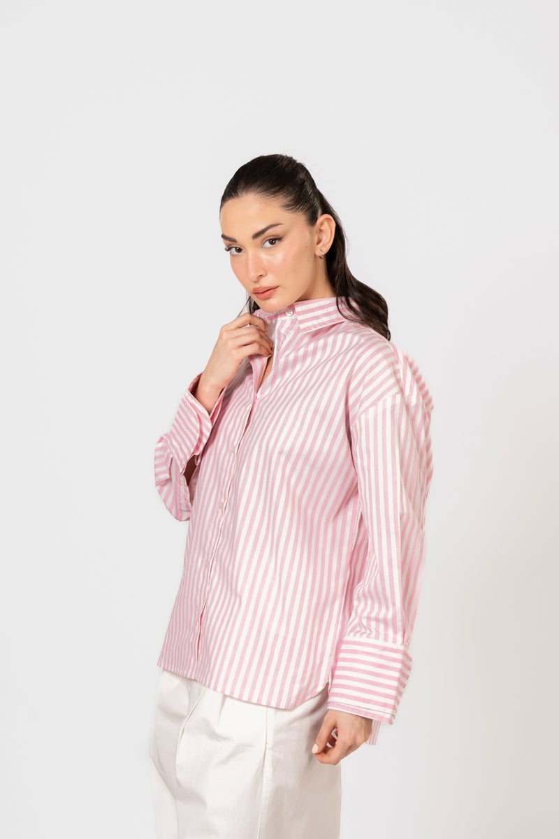 Open-collar cotton shirt