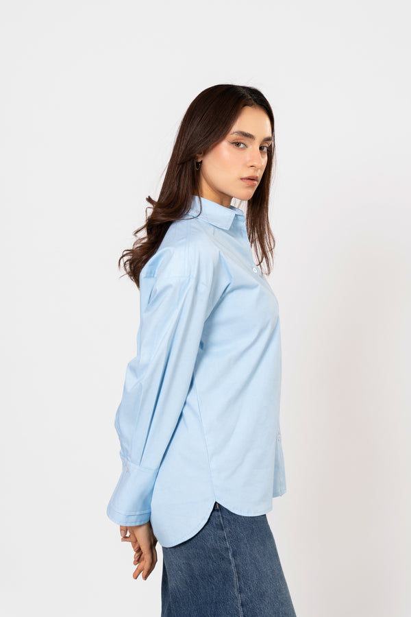 Open-collar cotton shirt