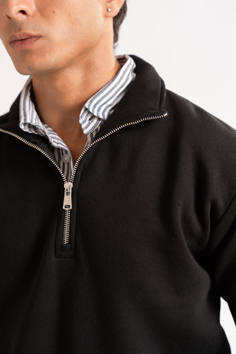 Regular - fit zip - neck sweatshirt