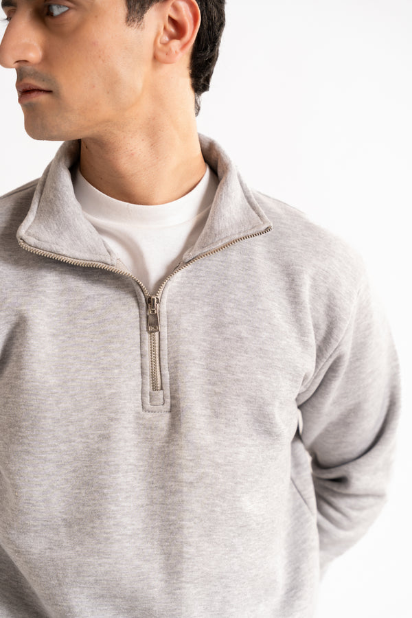Regular - fit zip - neck sweatshirt