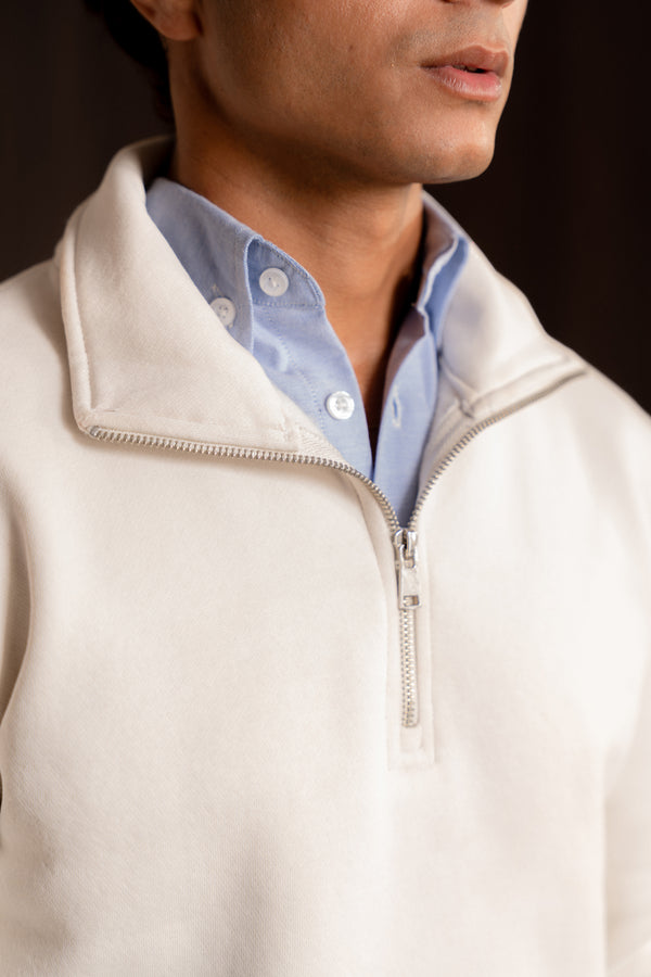 Regular - fit zip - neck sweatshirt