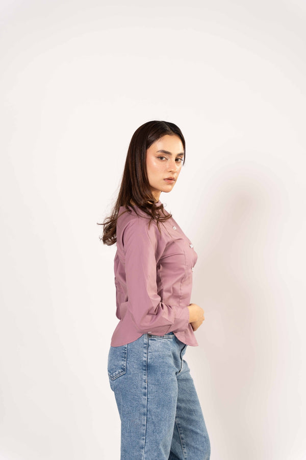 Boat-neck cotton blouse