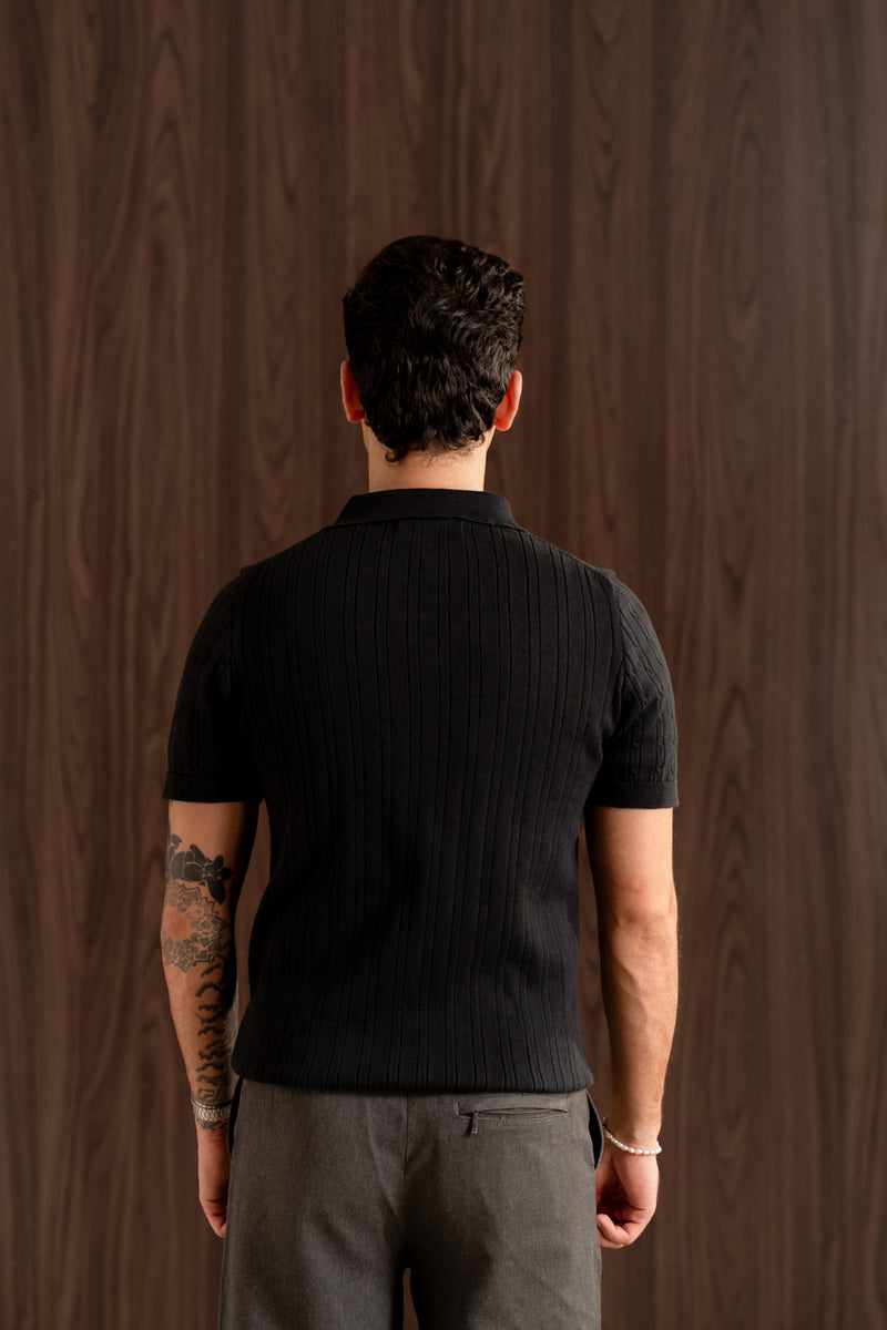 textured knit polo
