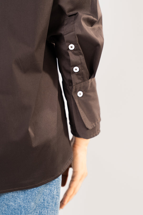 Open-collar cotton shirt