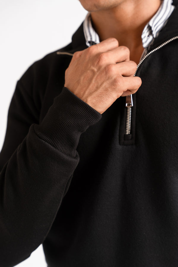 Regular - fit zip - neck sweatshirt
