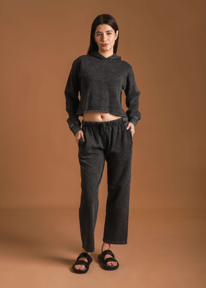 Vintage wash cropped hood set