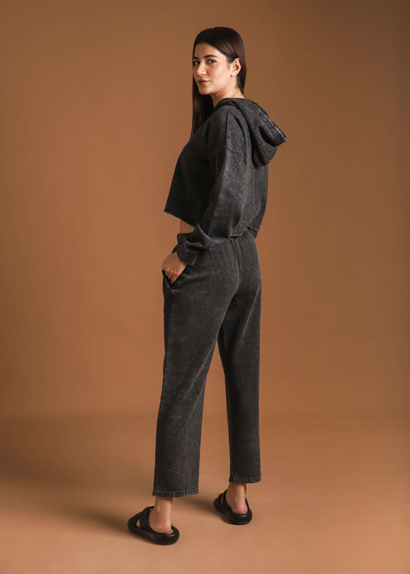 Vintage wash cropped hood set