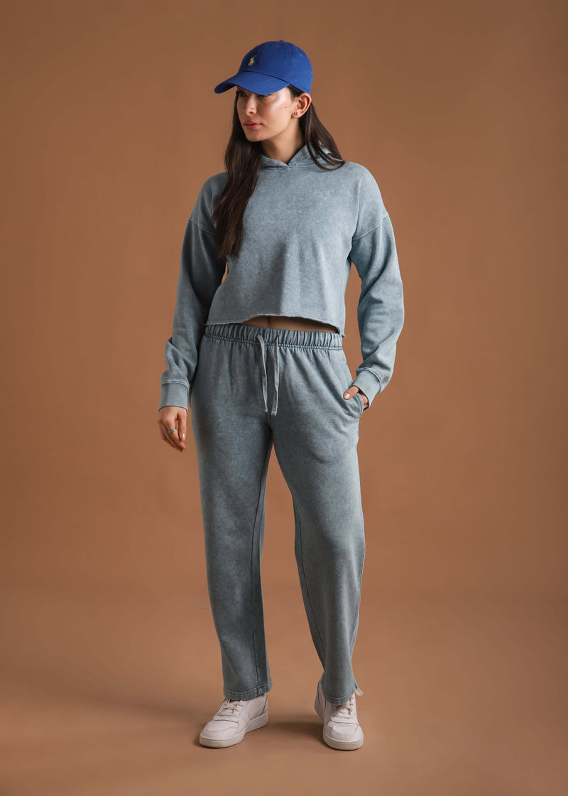 Vintage wash cropped hood set