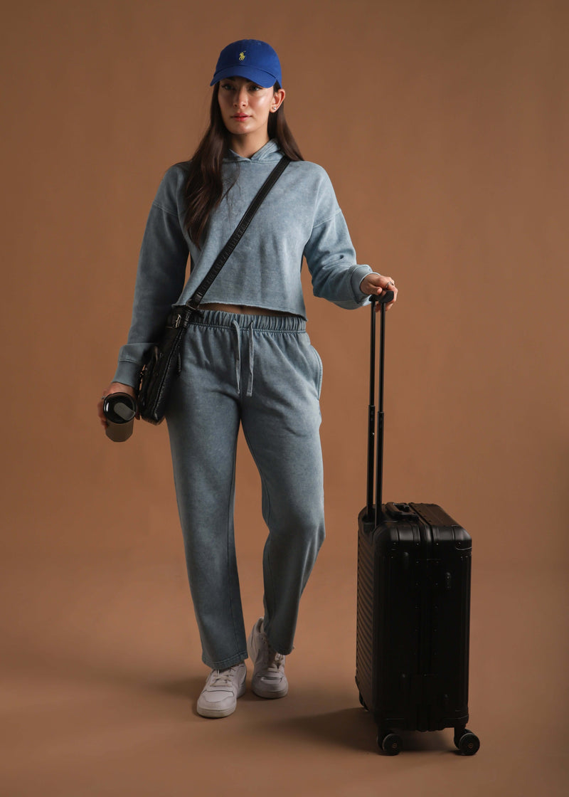 Vintage wash cropped hood set