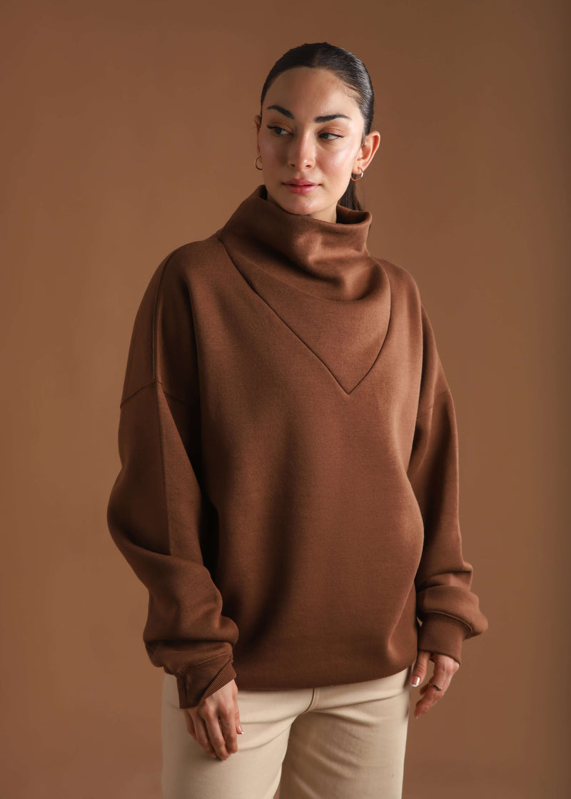 RELAX OVERSIZE COWL NECK SWEATSHIRT