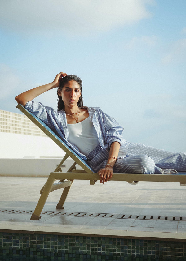 Relax Stripe Cropped Set