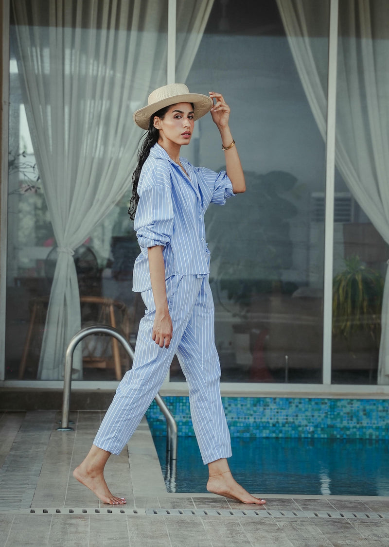 Relax Stripe Cropped Cotton Shirt