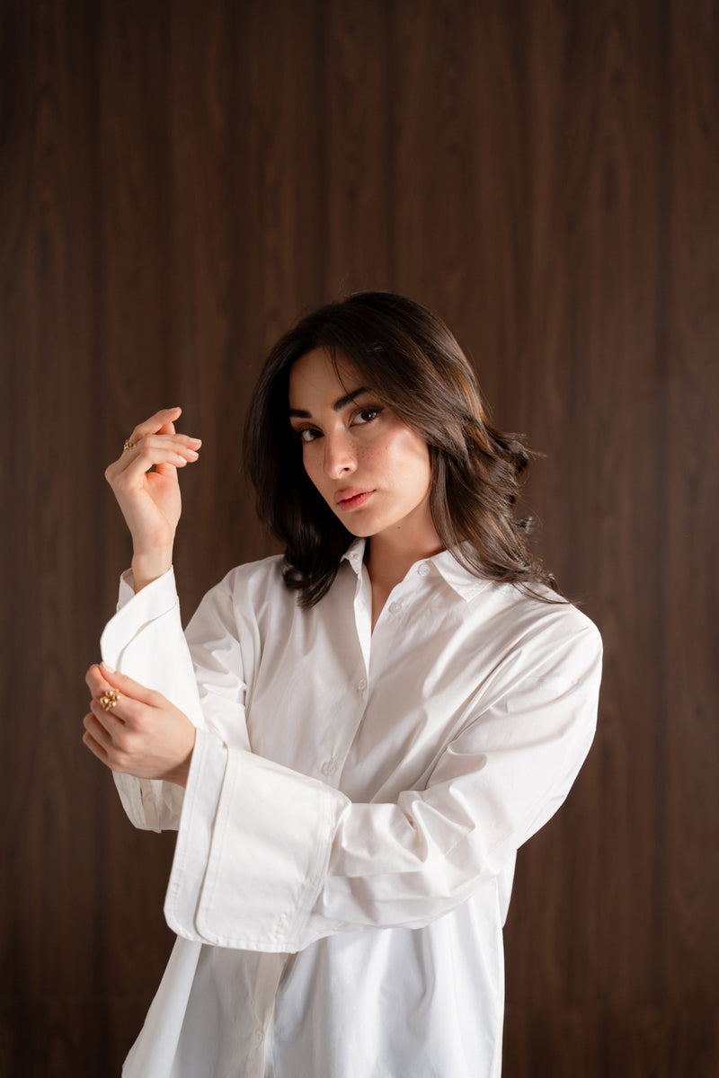 Open-collar cotton shirt