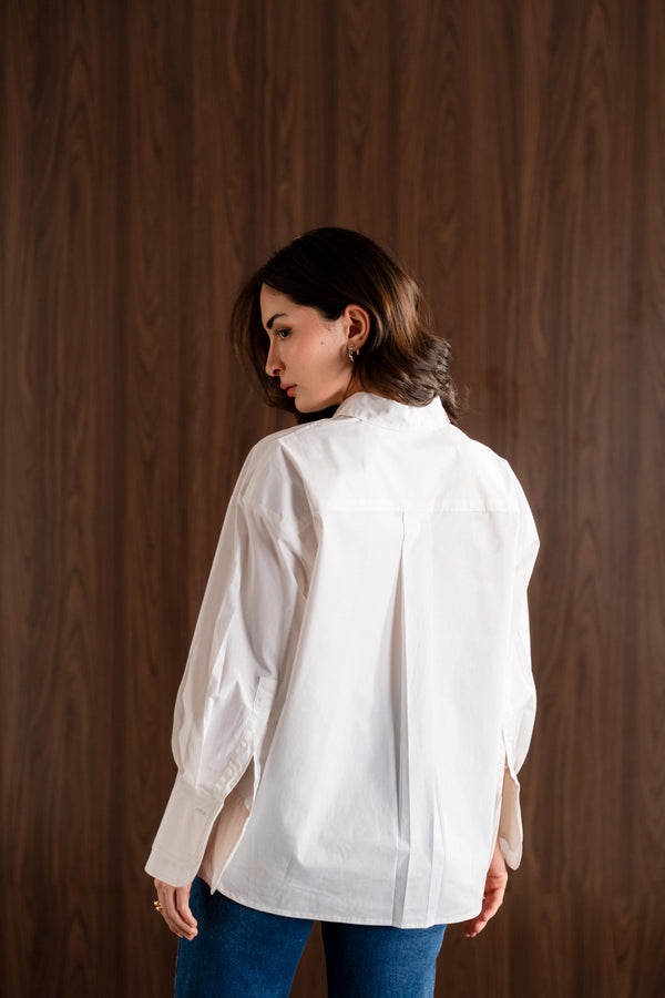 Open-collar cotton shirt