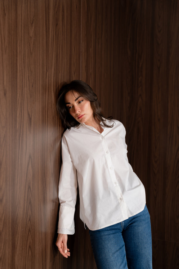 Open-collar cotton shirt