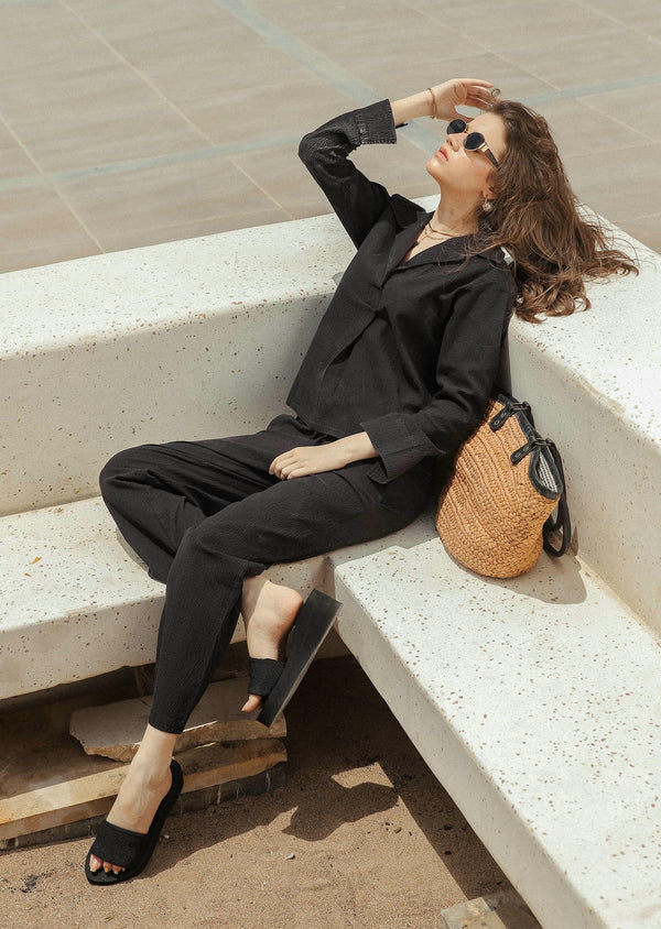 Textured Cotton Trouser