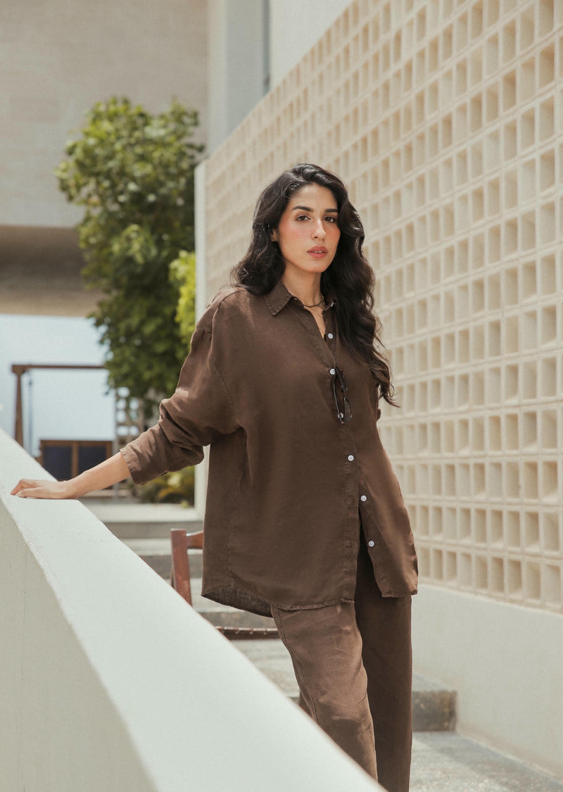Linen Blend Button Down Shirt