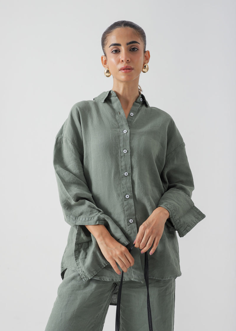 Linen Blend Button Down Shirt