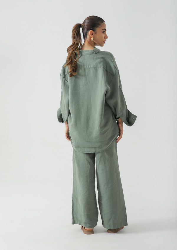 Linen Blend Button Down Set