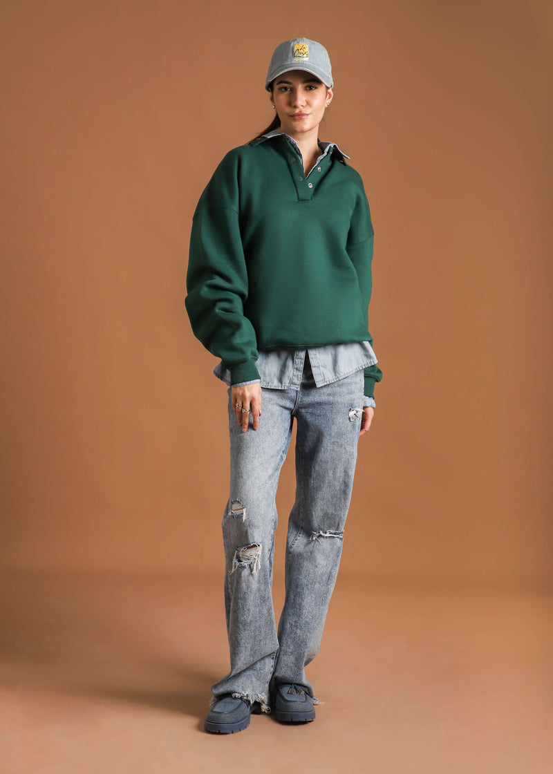 RELAX OVERSIZE POLO SWEATSHIRT