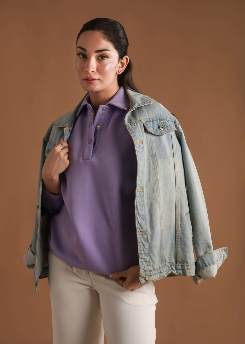 RELAX OVERSIZE POLO SWEATSHIRT