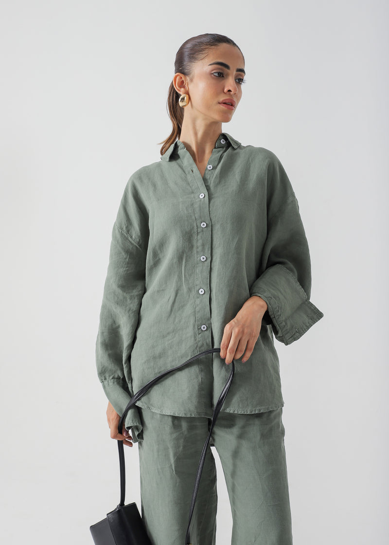 Linen Blend Button Down Shirt