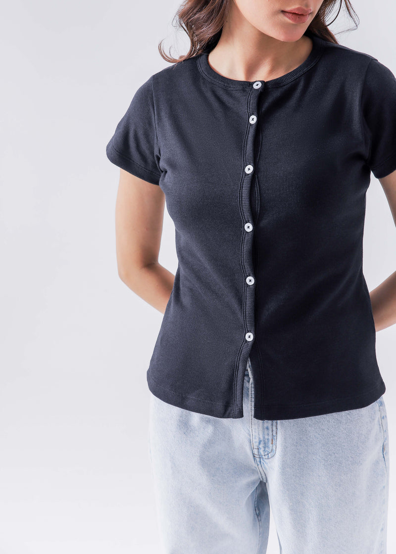 Short Sleeve Ribbed Cardigan
