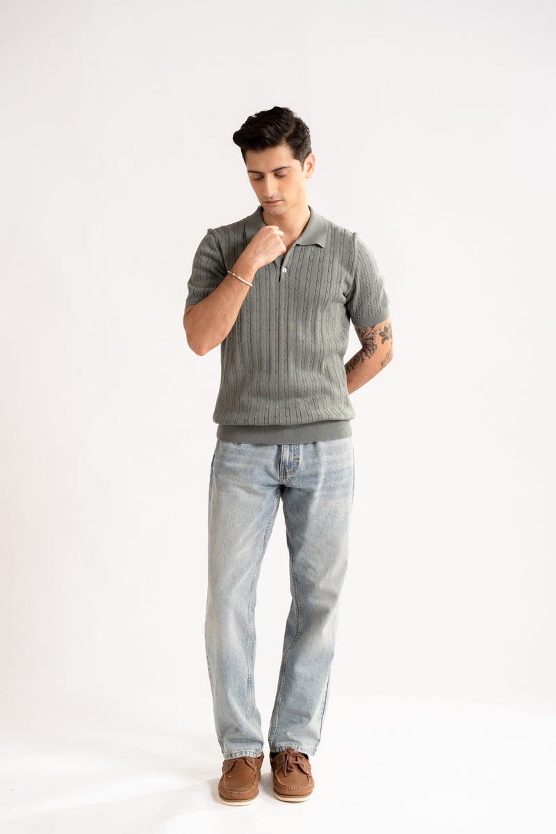 textured knit polo