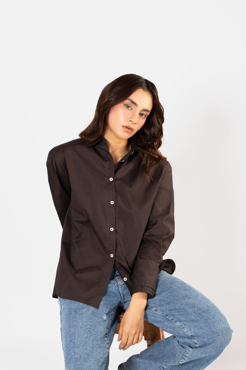 Open-collar cotton shirt