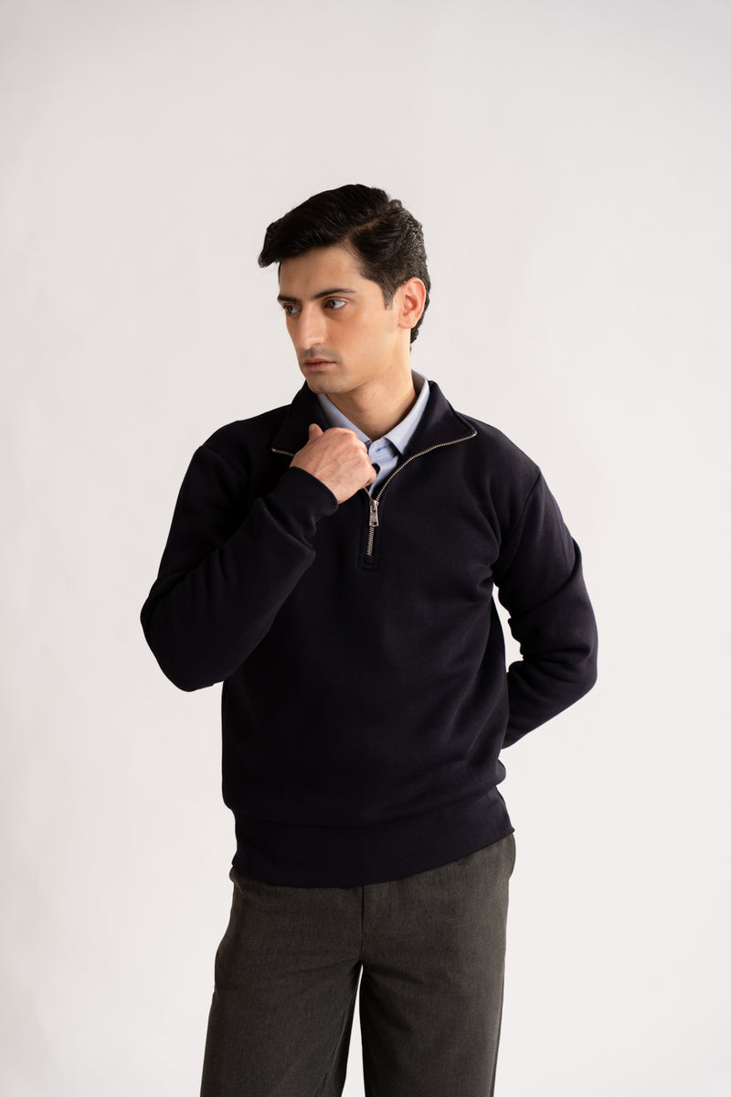 Regular - fit zip - neck sweatshirt