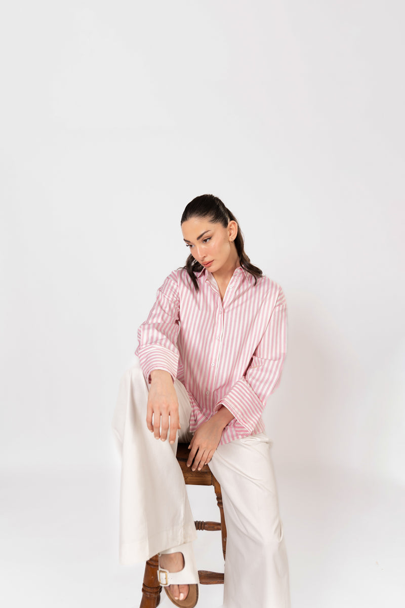 Open-collar cotton shirt