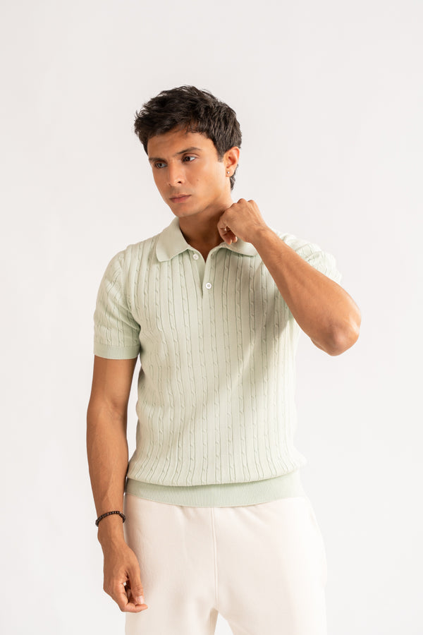 textured knit polo